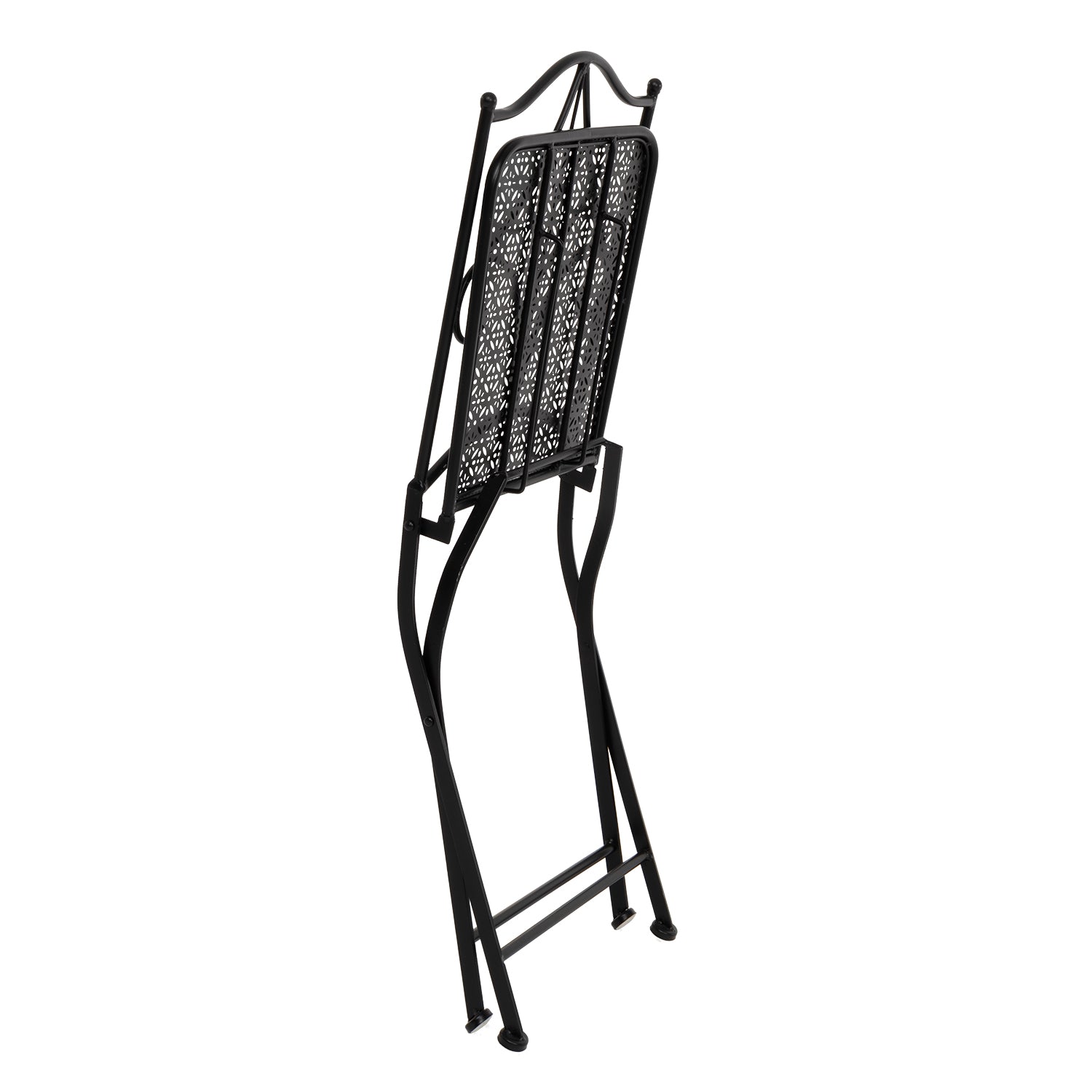 VESTIAMO CASA GIARDINO - Set giardino Bistrot tavolo rotondo 60 cm e 2 sedie pieghevoli in metallo Nero Stile Liberty